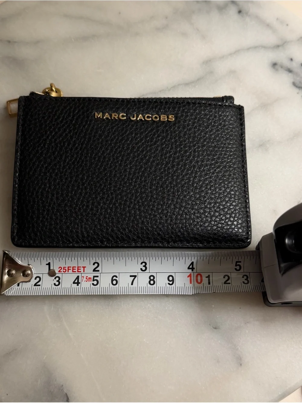 Marc Jacobs Black Pebbled Leather Zip Card Case Wallet